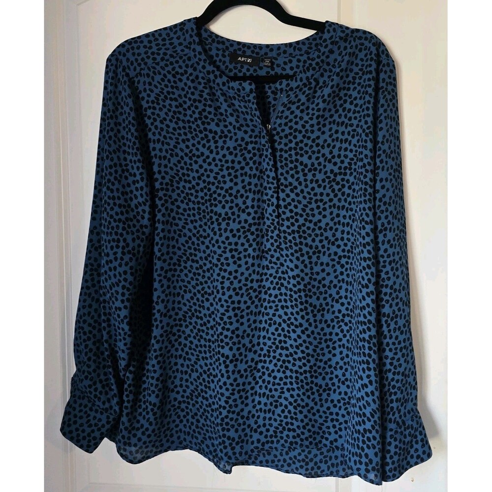 Apt.9 Women's Top Black And Blue Petite Size PXL Quarter Zip